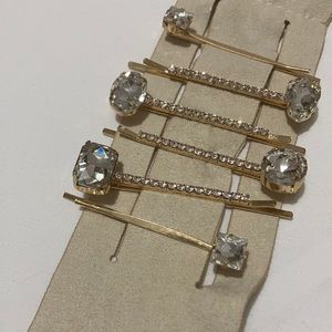 Gold gem stone hair clips